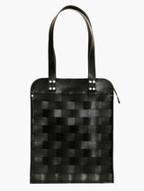 Näver Big Shoulder Tote Bag in Black Leather