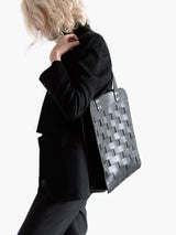 Näver Big Shoulder Tote Bag in Black Leather