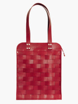 Näver Big Shoulder Tote Bag in Red Leather