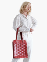 Näver Big Shoulder Tote Bag in Red Leather