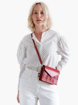 Näver Mini Shoulder Bag in Red Leather